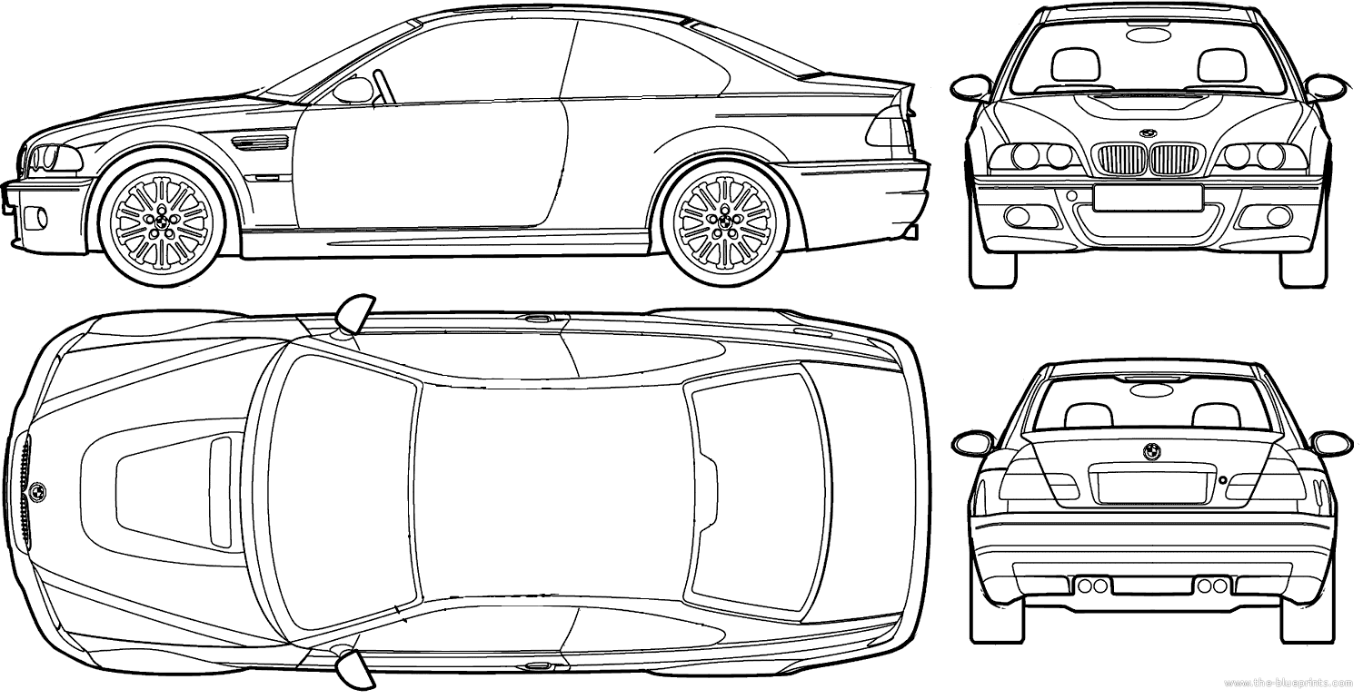 BMW M3 (E46) (2004) - БМВ - чертежи, габариты, рисунки автомобиля | Скачать  чертежи, схемы, рисунки, 3D модели, техдокументацию | AllDrawings